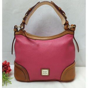 Dooney & Bourke Pink Pebbled Leather Zipper Closure Hobo Shoulder Bag